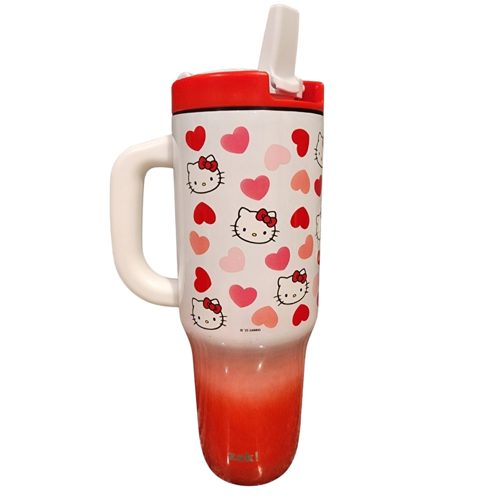 Zak 40oz Hello Kitty Valentine's Day Heart Print Insulated Tumbler Mug